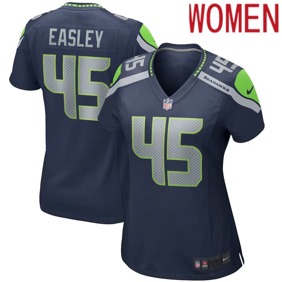 Women Seattle Seahawks #45 Kenny Easley Nike College Navy Game Retired Player NFL Jersey->women nfl jersey->Women Jersey